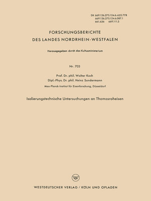 cover image of Isolierungstechnische Untersuchungen an Thomasroheisen